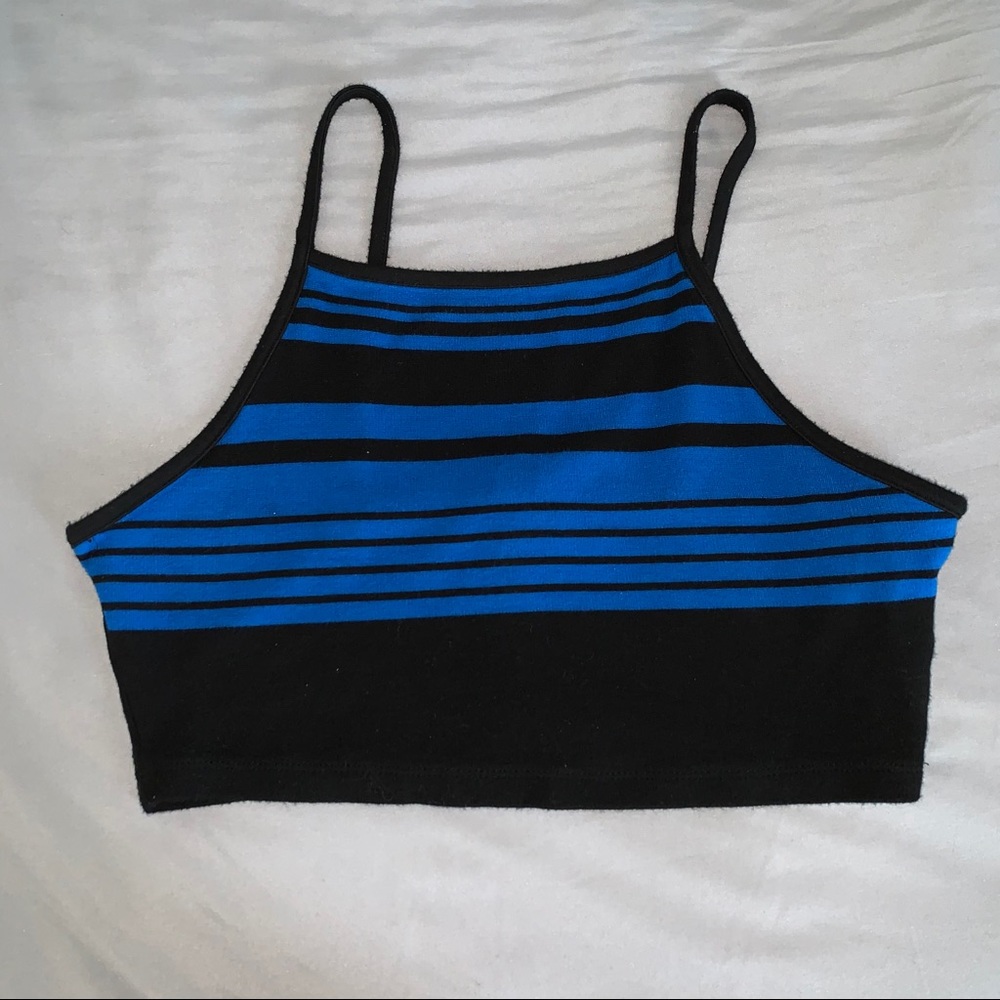 Blue/Black Crop Top
